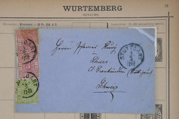 T5 WURTENBERG  BELLE LETTRE 1872  STUTTGART  PAR LANDOUART SCHWEIZ  POUR ?  ++ AFFRANCH. PLAISANT - Briefe U. Dokumente