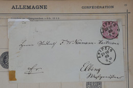 T6 CONFEDERATION ALLEMAGNE NORD BELLE LETTRE 1869 LEIPZIG   POUR ELBING FRANCE ++ AFFRANCH. PLAISANT - Brieven En Documenten