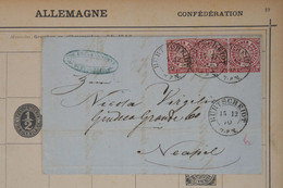 C CONFEDERATION ALLEMAGNE NORD BELLE LETTRE RARE 1870 BURTSCHEIDT  POUR  NAPOLI  ITALIA++ AFFRANCH. PLAISANT - Cartas & Documentos