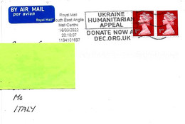 INGHILTERRA ENGLAND - 2022 Lettera Air Mail Per L'Italia Con Targhetta UCRAINA Appello Umanitario Donate Ora - 6613 - 2021-…