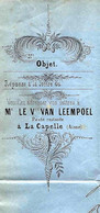 1865  LETTRE ENTETE Château Et Verrerie De Quiquengrogne Wimy Aisne   V.HISTORIQUE Mr Le Vicomte Van LEEMPOEL CHAMPAGNE - 1800 – 1899