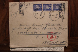 Allemagne France 1944 Eberswalde LAGER Censure Ae Enveloppe Cover Reich STO Expres Bande Petain - Guerre De 1939-45