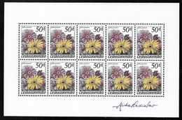 CSSR 1980 Flowers Blumen Mi. 2574 Sheetlet Signed By Engraver Ladislav Jirca Postfrisch MNH** - Ensayos & Reimpresiones