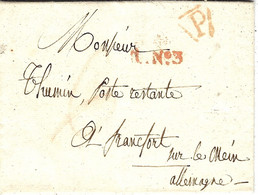 1814- Lettre De PARIS  ( Grand P Rouge )  + R N°3  Rouge  ( France -T T   Par Köln,Worms )  Pour Frandfort - 1801-1848: Precursors XIX