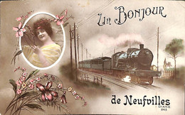 Neufvilles - Un Bonjour De (Diane Train Colorisée 1919)  (vente Unique) - Soignies