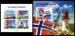 CHAD 2021 - Norwegian Lighthouses, M/S + S/S. Official Issue [TCH210524] - Fari