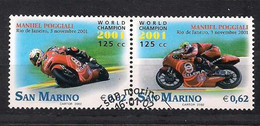 San Marino Saint-Marin 2002 Yvertn° 1791-1792 (°) Oblitéré Used Cote 3,50  € Motocyclisme - Usati