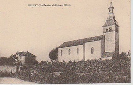 MESSERY  ( 74 )   L'ÉGLISE  &  L'ÉCOLE  -  C P A   ( 22 / 3 / 284  ) - Messery