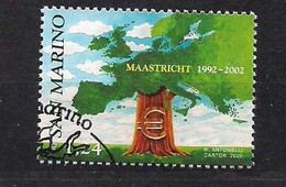 San Marino Saint-Marin 2002 Yvertn° 1818 (°) Oblitéré Used Cote 3 € Traite De Maastricht Verdrag - Usati