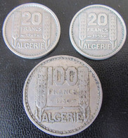 Algérie - 3 Monnaies : 2 X 20 Francs Turin 1949, 1956 + 100 Francs Turin 1950 - Algérie