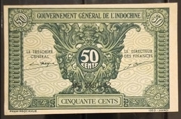 Indochine Indochina Vietnam Viet Nam Laos Cambodia 50 Cents UNC Banknote Note 1941 - Pick # 91a / 2 Photos - Indocina