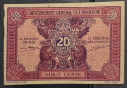 Indochine Indochina Vietnam Viet Nam Laos Cambodia 20 Cents AU Banknote Note 1942 - P#90 / 2 Photo - Indochine