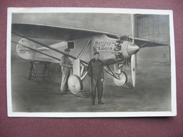 CPA PHOTO MONTAGE Dessin AVIATION PHOTOGRAPHIE AVIATEUR PILOTE Lindberg 1927 AVION Spirit Of St Louis RARE ? - 1919-1938