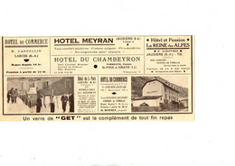 (04) Alpes H. Publicité Papier Coupure De Presse Année 1935 Hôtels Larche Jausiers St Paul St Ubaye La Condamine Cha. - Reclame