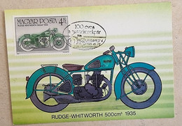 HONGRIE Moto Yvert N°3020 Carte Maximum 1er Jour - RUDGE-WHITWORTH 500 Cm3 (1935) - Motorfietsen