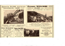 (06) Alpes M. Publicité Papier Coupure De Presse Année 1935 Pension Emile Magagnosc Grasse Pension Elise Welcome - Reclame