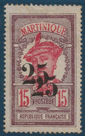 France Colonies Martinique N°85b* Variété Double Surcharge TTB Signé CALVES - Neufs