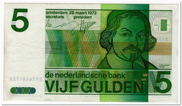 NETHERLANDS,5 GULDEN,1973,P.95,XF - 5 Florín Holandés (gulden)