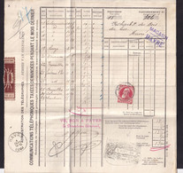 DDBB 397 - Relevé De Téléphones TP 74 MONS 1908 Vers HAVRE - Cachet Du Bureau Central Des Téléphones De MONS / PAYE. - Telefoonzegels [TE]