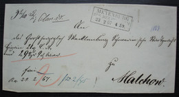 Meyenburg Allemagne 1867 Devant De Lettre (front Of Letter) - [1] Precursores