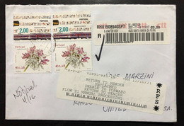 PORTUGAL, Registered Circulated Cover To U.S.A.,  « Return To Sender », « Public Transportation », « Flora », 2021 - Covers & Documents