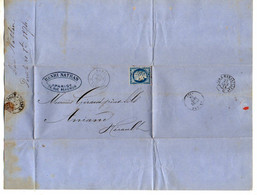 TB 3223 - 1874 - LAC - Lettre De Mr Henri NATHAN à PARIS Pour Mrs GIRAUD à ANIANE ( Hérault ) - 1849-1876: Période Classique