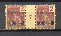 CANTON  N° 34 PAIRE MILLESIME 7    NEUF AVEC CHARNIERE   COTE 200.00€   TYPE GRASSET  VOIR DESCRIPTION - Neufs