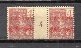 CANTON  N° 35 PAIRE MILLESIME 4    NEUF AVEC CHARNIERE   COTE 85.00€   TYPE GRASSET  VOIR DESCRIPTION - Unused Stamps