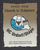 Etiquette De Vin Pineau Noir -  HC Urdorf Stapo    - Thème Handball - Autres & Non Classés