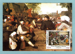 Carte Maximum 2001 - Pieter Bruegel L'Ancien - La Danse Des Paysans - YT 3369 - Paris - 2000-09