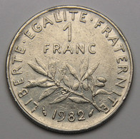 RARE  ! 1 Franc Semeuse 1982, Nickel - V° République - 1 Franc