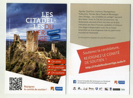Flyer CP Pub - Les Citadelles Du Vertige - Aude, Pays Cathare - Comité De Soutien, En Lice Pour L'UNESCO - Expositions