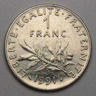 RARE En SPL  ! 1 Franc Semeuse 1991, Frappe Monnaie, Nickel - V° République - 1 Franc