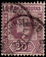 British Honduras 1904 KE VII Crown CA 20c Dull And Bright Purple  Cds Cancel - Honduras Britannico (...-1970)