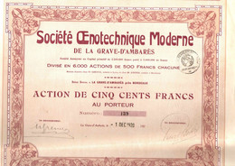 SOCITE OENOTECHNIQUE . LA GRAVE D'AMBARES - Agriculture