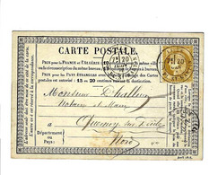 NORD De LILLE Cachet T18 Sur N°55 Sur CP De 1876 Pour Quesnoy S/ Deule Nord - 1849-1876: Periodo Classico