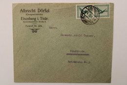 1926 Eisenberg Stadtroda Flugpost Paar Luftpost Air Mail Poste Aerienne Cover Deutsches Reich Germany Allemagne Mi 378 - Cartas & Documentos