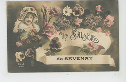 SAVENAY - Jolie Carte Fantaisie Fillette Et Fleurs "Un Baiser De SAVENAY " - Savenay