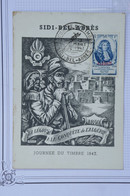 T12 ALGERIE    BELLE   CARTE  1947 JOURNEE TIMBRE SIDI BEL ABBES +AFFRANCH. PLAISANT - Storia Postale