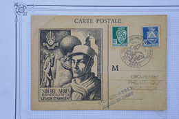 T14  ALGERIE  BELLE   CARTE  1946 JOURNEE TIMBRE SIDI BEL ABBES +LEGION ETRANGERE+++AFFRANCH. PLAISANT - Storia Postale