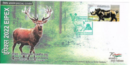 India 2022 Sambar Deer State Animal Of Odisha , Fauna Flora , Animal. Mammal ,Cover Bronze Rhinosaur (**) Inde Indien - Cartas & Documentos