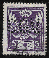 PERFIN CECOSLOVACCHIA-1920/25-valore Usato Da 5 H. Serie Corrente Con Perforazione - PERFIN - In Buone Condizioni. - Perfin