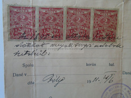 ZA323A8   Slovakia  Battyán   Boťany  Bély  BÉL  -1921  Rodinny Vykaz Pető János  -1919   2 Koruny  Revenue Stamp - Nacimiento & Bautizo