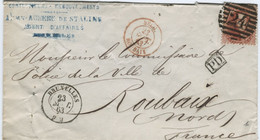 BELGIQUE MEDAILLON N°16 P24 BRUXELLES SUR LETTRE SANS CORRESPONDANCE POUR ROUBAIX, 1863 - 1863-1864 Medaillen (13/16)