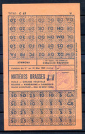 260322, TICKETS DE RATIONNEMENT SECONDE GUERRE MONDIALE, Carte De Tickets Matières Grasses J Et V, Complète - 1939-45