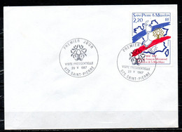 SAINT PIERRE ET MIQUELON. N°478 De 1987 Sur Enveloppe 1er Jour. Visite Du Président Mitterrand. - FDC