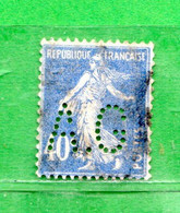 France . 1927 - SEMEUSE. Yvert . 237 . PERFIN. Oblitéré . - Used Stamps