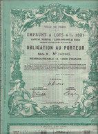 VILLE DE PARIS -EMPRUNT A LOT 4 % 1931  OBLIGATION ILLUSTREE   1932 -LOT DE 3 OBLIGATIONS - Bank & Insurance