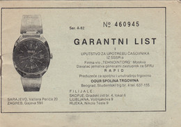Polet Poljot Soviet Russian Wrist Watch Manuals Instructions & Warranty 1983 - Orologi Pubblicitari