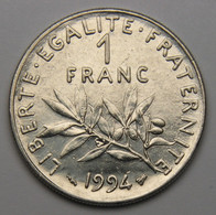 1 Franc Semeuse 1994, Différent Abeille, Nickel - V° République - 1 Franc